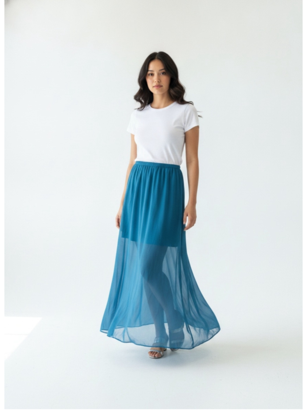 Speechless Sheer Teal Chiffon Maxi Skirt Women’s Size XL